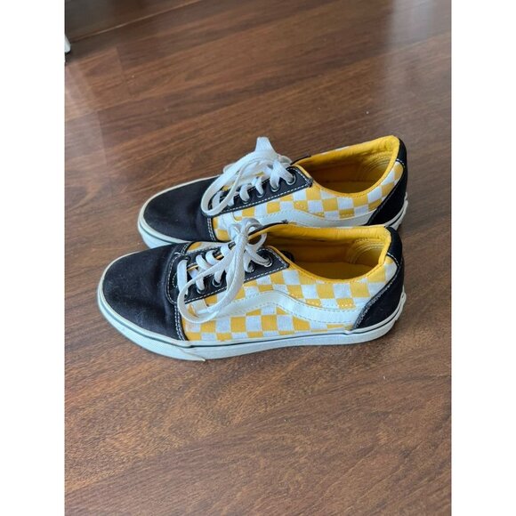 Vans Old Skool Yellow Checkerboard Women’s 6.5 Low Top Black White Skate Shoes - Picture 1 of 7